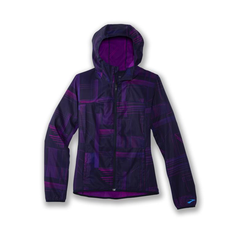 Brooks Canopy Women's Running Jackets - Matrix Navy Print/Purple (91063-MKNO)